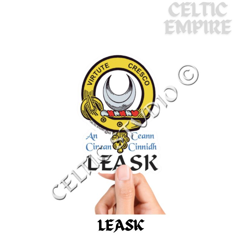 Leask Family Clan Crest Decal | Custom Scottish Heritage Car & Laptop Stickers