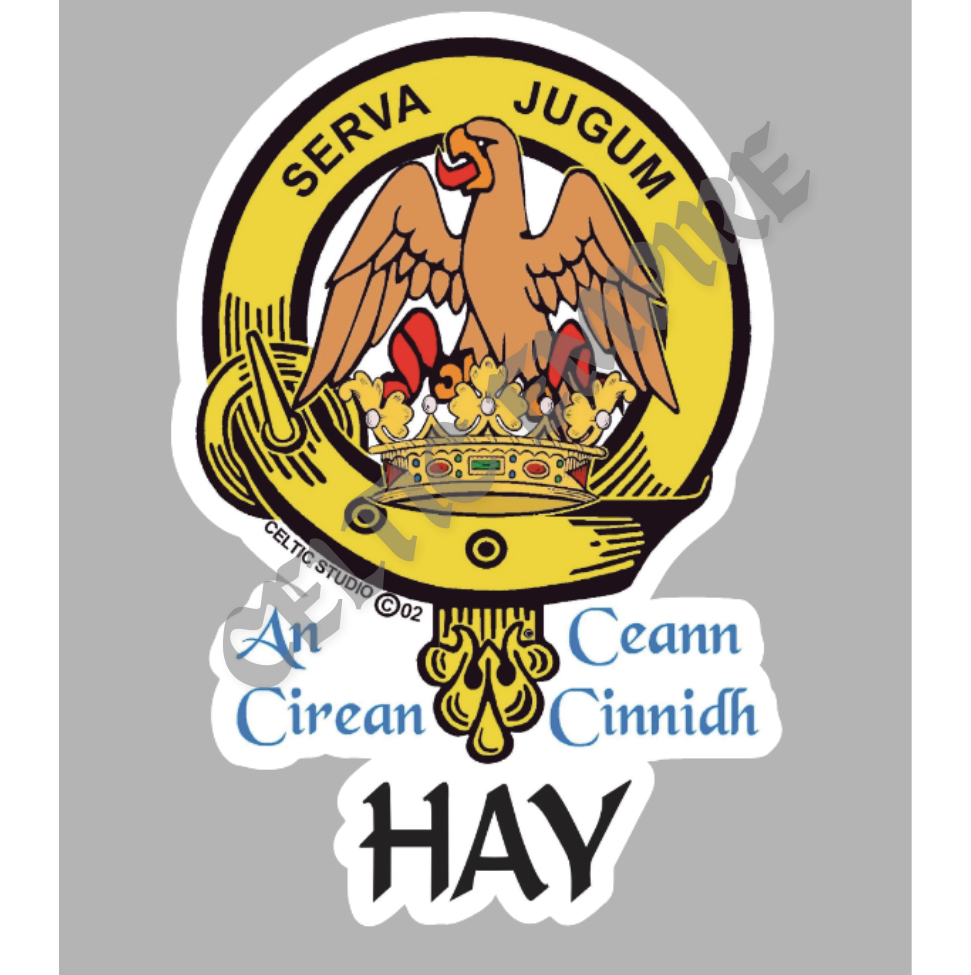 Hay Family Clan Crest Decal | Custom Scottish Heritage Car & Laptop Stickers