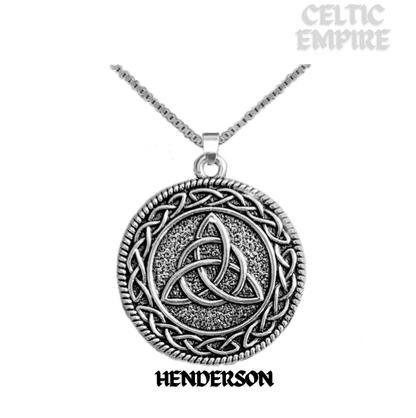 Henderson Family Clan Crest Celtic Interlace Disk Pendant, Scottish Family Crest