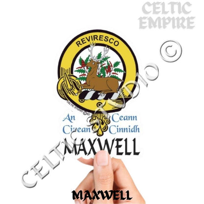 Maxwell Family Clan Crest Decal | Custom Scottish Heritage Car & Laptop Stickers