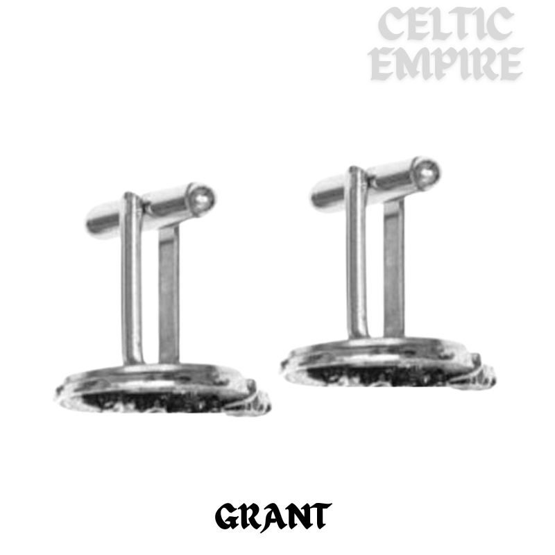 Grant Family Clan Crest Scottish Cufflinks; Pewter, Sterling Silver and Karat Gold