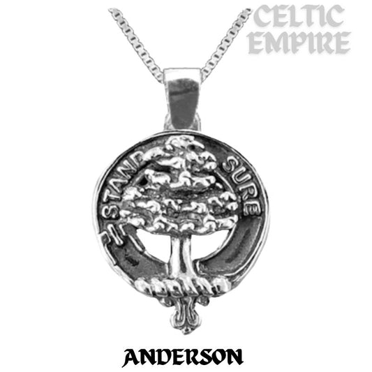 Anderson Large 1" Scottish Family Clan Crest Pendant - Sterling Silver