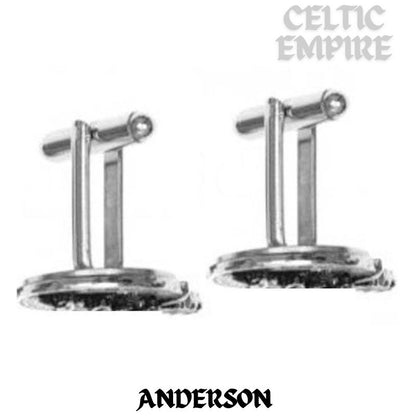 Anderson Family Clan Crest Scottish Cufflinks; Pewter, Sterling Silver and Karat Gold