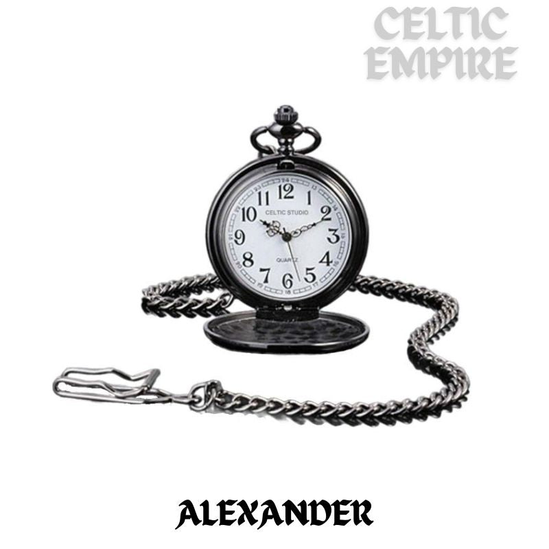 Alexander Family Clan Crest  Black Pocket Watch