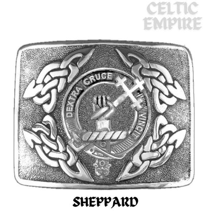 Sheppard Family Clan Crest Interlace Kilt Belt Buckle