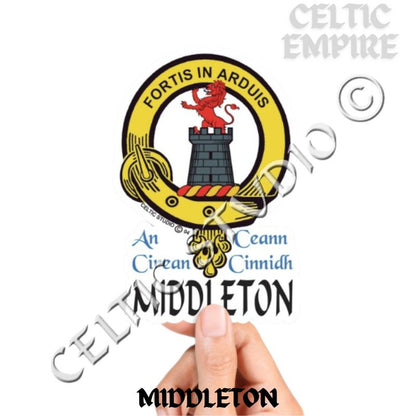 Middleton Family Clan Crest Decal | Custom Scottish Heritage Car & Laptop Stickers