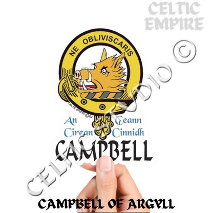 Campbell Family Clan Crest Decal | Custom Scottish Heritage Car & Laptop Stickers