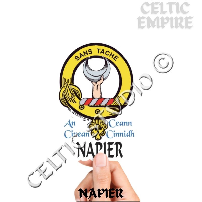 Napier Family Clan Crest Decal | Custom Scottish Heritage Car & Laptop Stickers