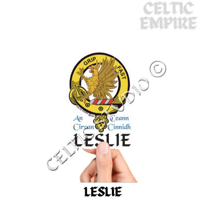 Leslie Family Clan Crest Decal | Custom Scottish Heritage Car & Laptop Stickers