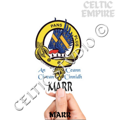 Marr Family Clan Crest Decal | Custom Scottish Heritage Car & Laptop Stickers