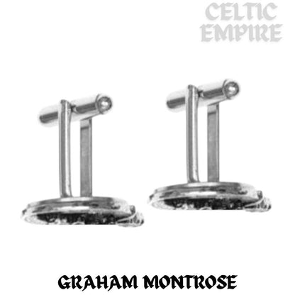 Graham (Montrose) Family Clan Crest Scottish Cufflinks; Pewter, Sterling Silver and Karat Gold
