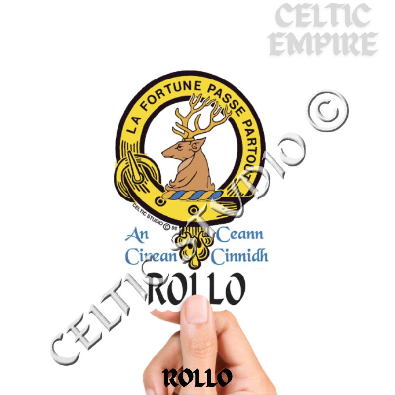 Rollo Family Clan Crest Decal | Custom Scottish Heritage Car & Laptop Stickers
