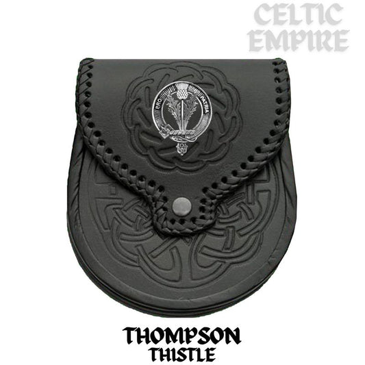 Thompson (Thistle) Scottish Family Clan Badge Sporran, Leather