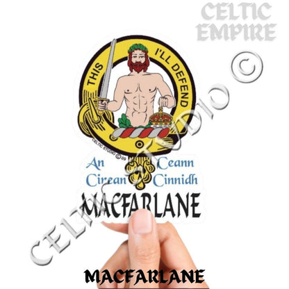 Macfarlane Family Clan Crest Decal | Custom Scottish Heritage Car & Laptop Stickers