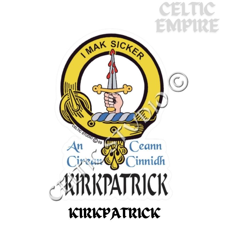 Kirkpatrick Family Clan Crest Decal | Custom Scottish Heritage Car & Laptop Stickers