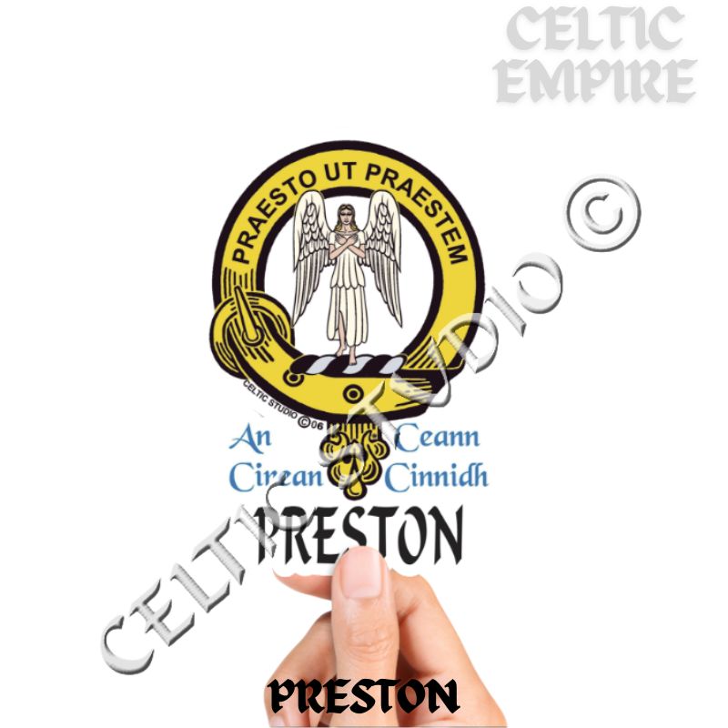 Preston Family Clan Crest Decal | Custom Scottish Heritage Car & Laptop Stickers