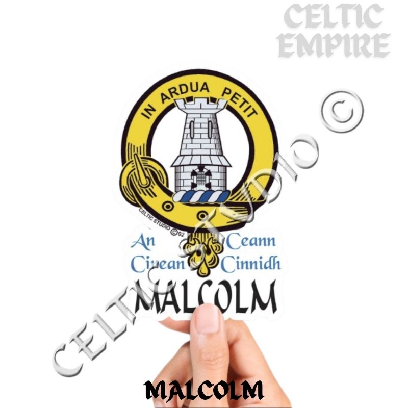 Malcolm Family Clan Crest Decal | Custom Scottish Heritage Car & Laptop Stickers
