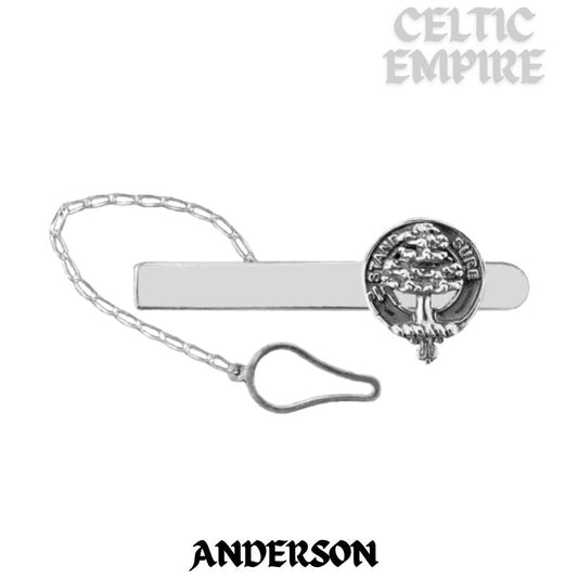 Anderson Family Clan Crest Scottish Button Loop Tie Bar ~ Sterling silver