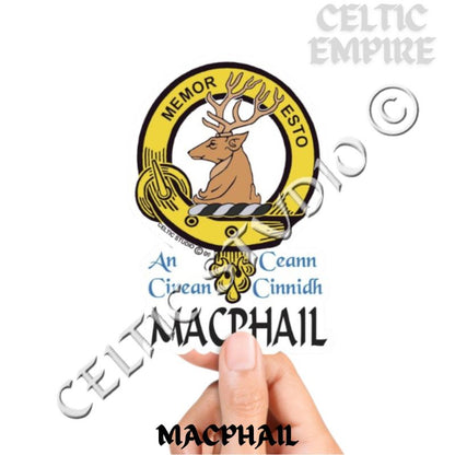 Macphail Family Clan Crest Decal | Custom Scottish Heritage Car & Laptop Stickers