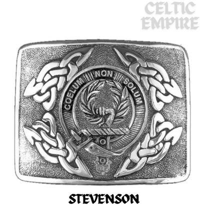 Stevenson Family Clan Crest Interlace Kilt Belt Buckle