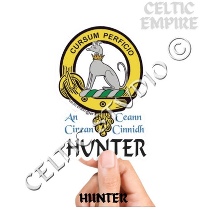 Hunter Family Clan Crest Decal | Custom Scottish Heritage Car & Laptop Stickers