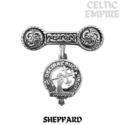 Sheppard Family Clan Crest Iona Bar Brooch - Sterling Silver
