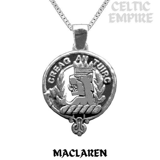 MacLaren Large 1" Scottish Family Clan Crest Pendant - Sterling Silver