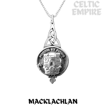 MacLachlan Family Clan Crest Interlace Drop Pendant