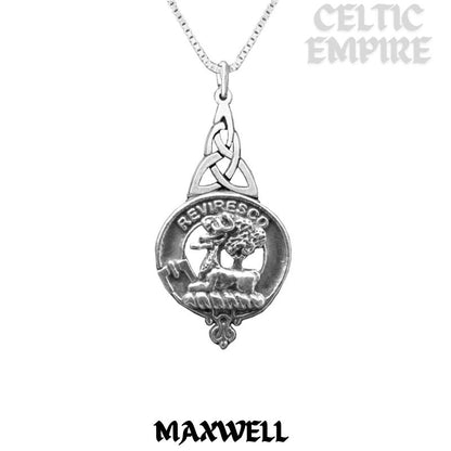 Maxwell Family Clan Crest Interlace Drop Pendant