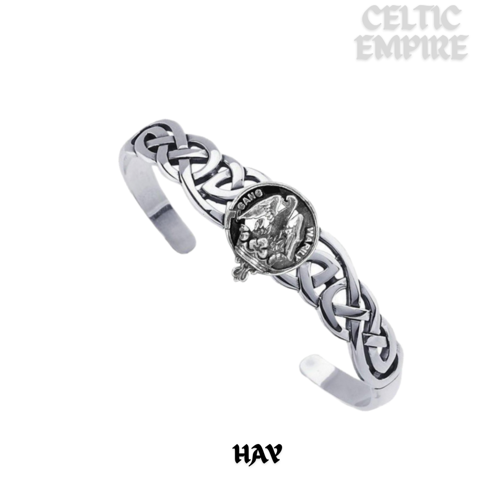 Hay Family Clan Crest Celtic Cuff Bracelet