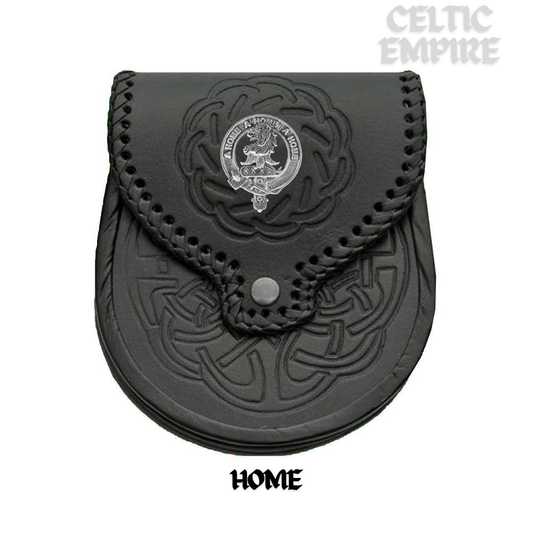 Home Scottish Family Clan Badge Sporran, Leather