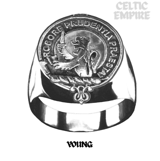 Young Scottish Family Clan Crest Ring  ~  Sterling Silver and Karat Gold