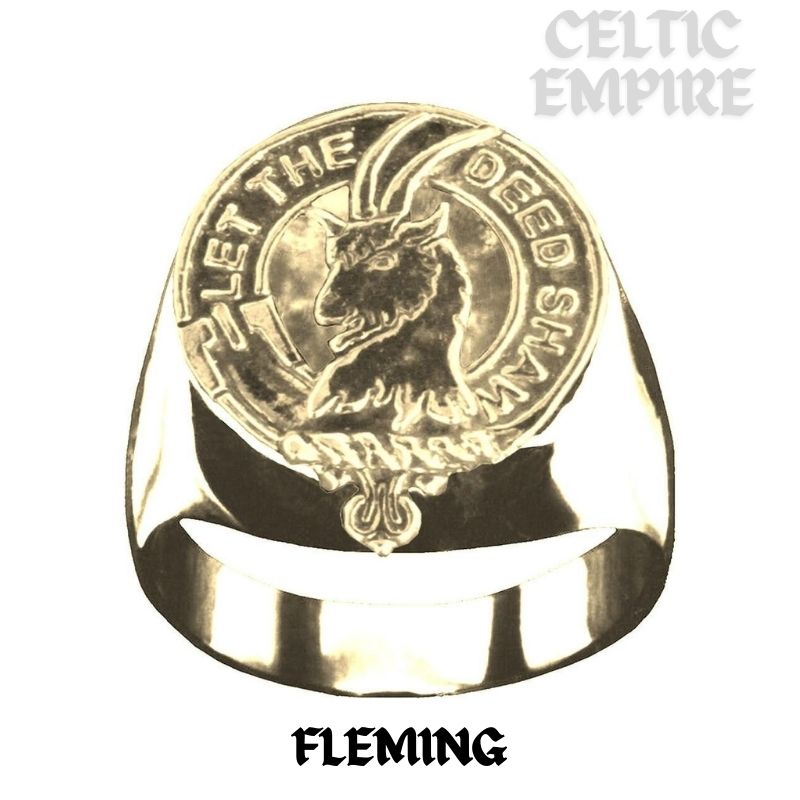 Fleming Scottish Family Clan Crest Ring  ~  Sterling Silver and Karat Gold