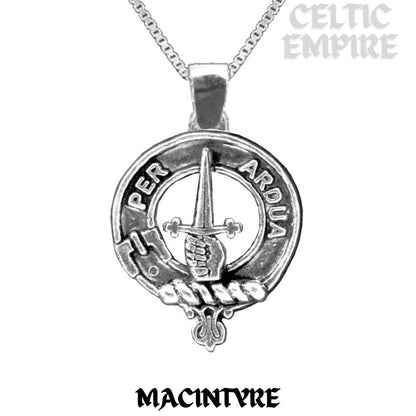 MacIntyre Large 1" Scottish Family Clan Crest Pendant - Sterling Silver