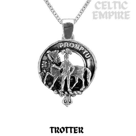 Trotter Large 1" Scottish Family Clan Crest Pendant - Sterling Silver