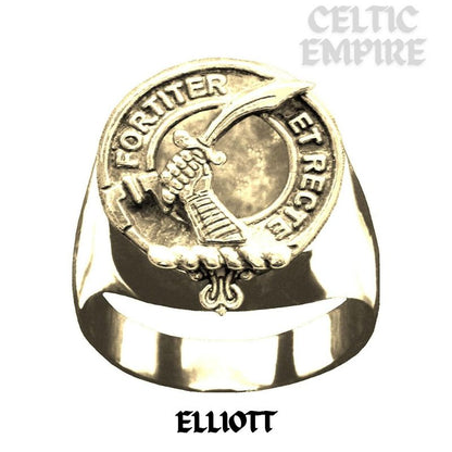 Elliott Scottish Family Clan Crest Ring  ~  Sterling Silver and Karat Gold