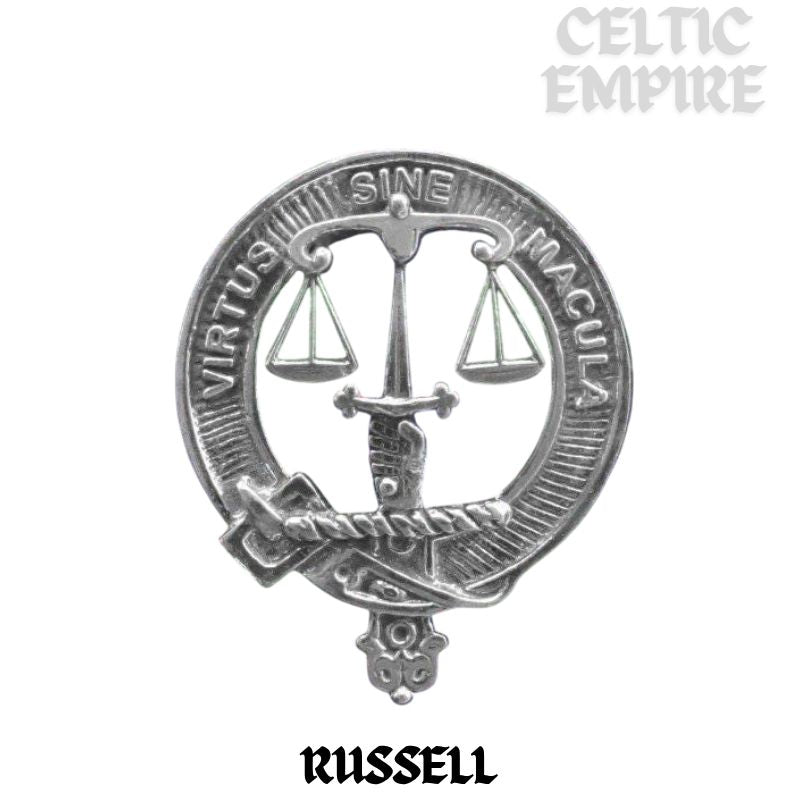 Russell Family Clan Crest Interlace Kilt Belt Buckle