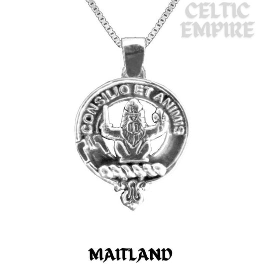 Maitland Large 1" Scottish Family Clan Crest Pendant - Sterling Silver