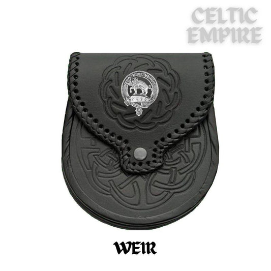 Weir Scottish Family Clan Badge Sporran, Leather