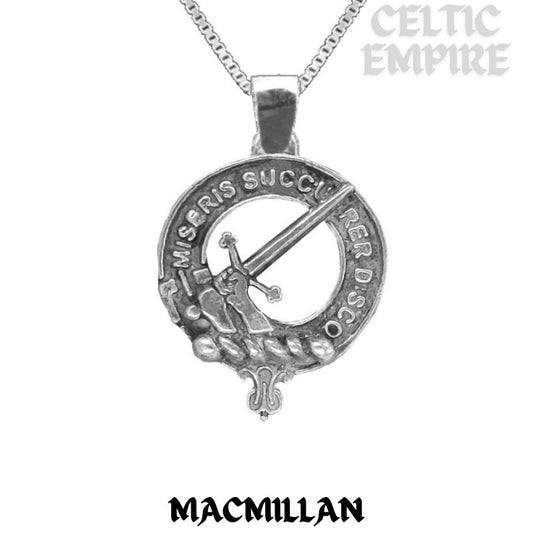 MacMillan Large 1" Scottish Family Clan Crest Pendant - Sterling Silver