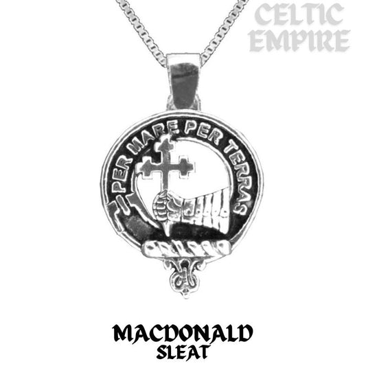MacDonald Sleat Large 1" Scottish Family Clan Crest Pendant - Sterling Silver