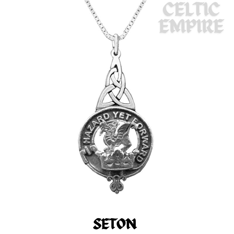 Seton Family Clan Crest Interlace Drop Pendant