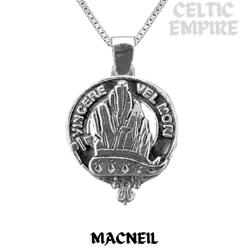 MacNeill Barra Large 1" Scottish Family Clan Crest Pendant - Sterling Silver
