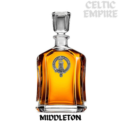 Middleton Family Clan Crest Badge Whiskey Decanter