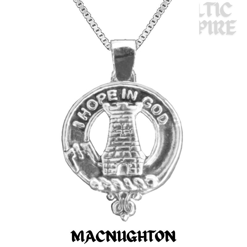 MacNaughton Large 1" Scottish Family Clan Crest Pendant - Sterling Silver