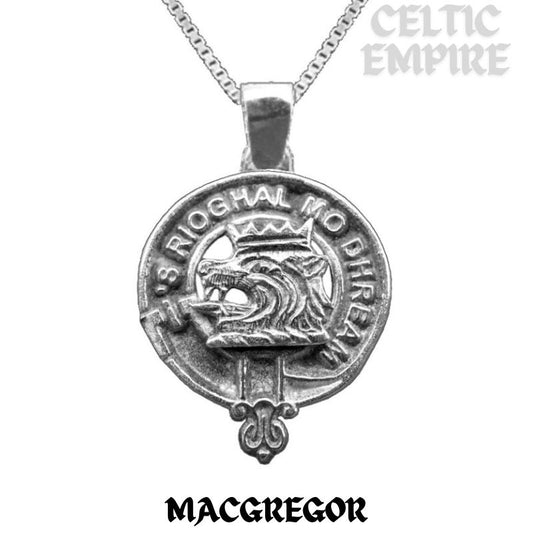 MacGregor Large 1" Scottish Family Clan Crest Pendant - Sterling Silver