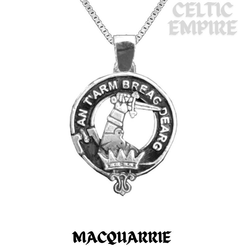 MacQuarrie Large 1" Scottish Family Clan Crest Pendant - Sterling Silver