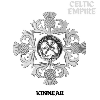 Kinnear Family Clan Crest Scottish Four Thistle Brooch