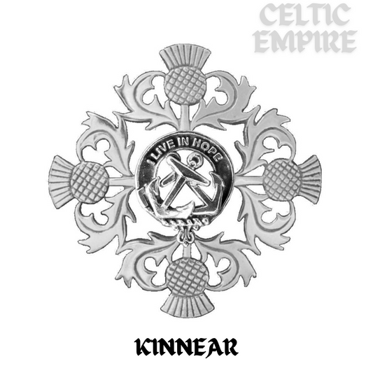 Kinnear Family Clan Crest Scottish Four Thistle Brooch