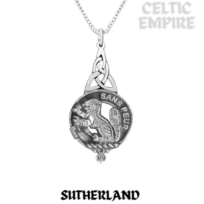 Sutherland Family Clan Crest Interlace Drop Pendant